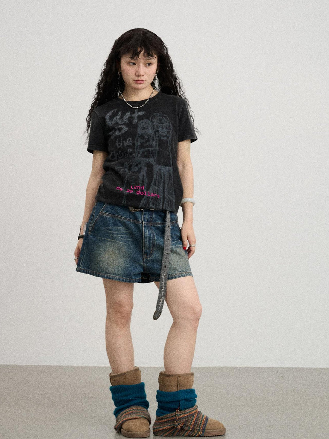 Achihara Bestie Borrowed Tee Retro Washed Cotton