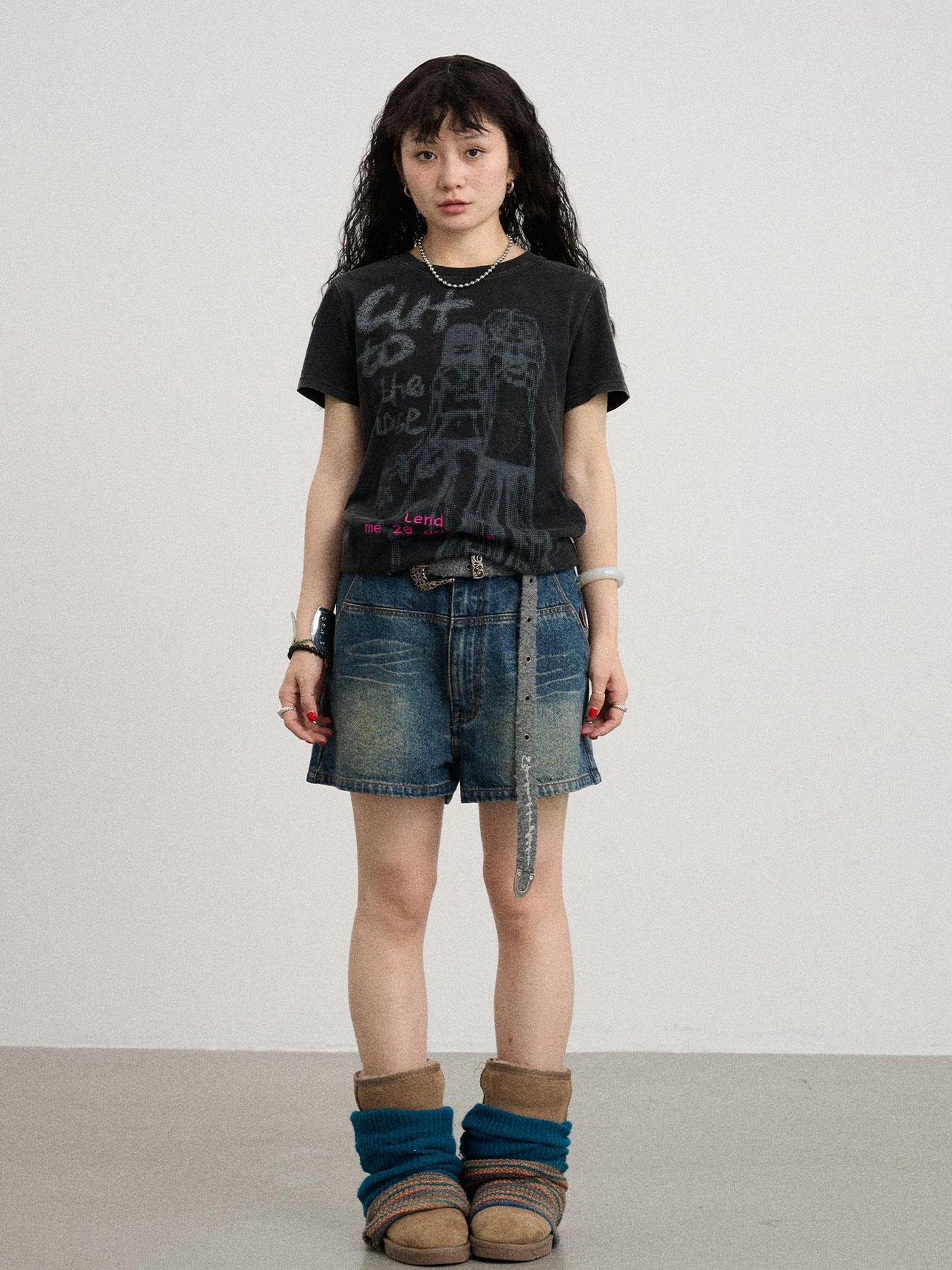 Achihara Bestie Borrowed Tee Retro Washed Cotton