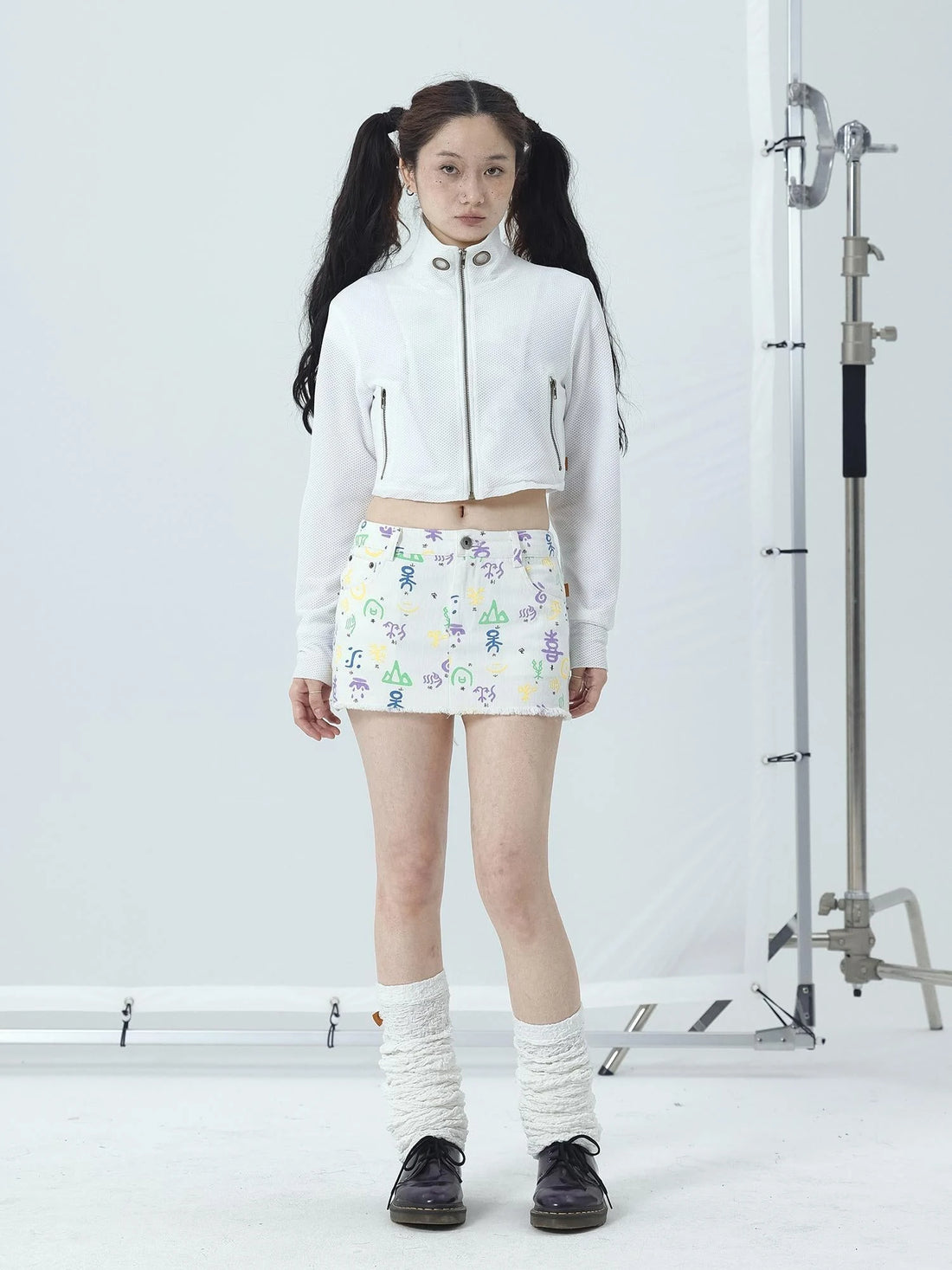 Blessed High Waist Slim Fit Cotton Mini Skirt