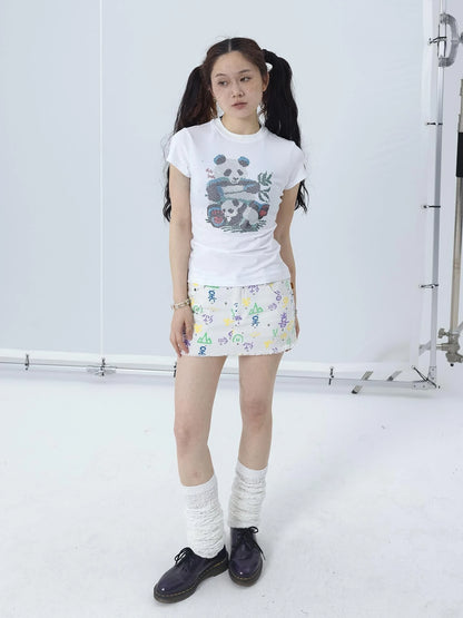 Blessed High Waist Slim Fit Cotton Mini Skirt