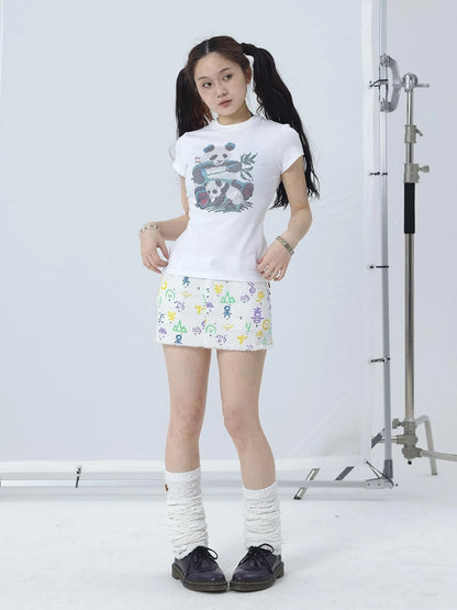 Blessed High Waist Slim Fit Cotton Mini Skirt