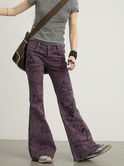 Achihara Blueberry Flare Denim Pants