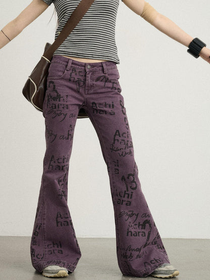 Achihara Blueberry Flare Denim Pants