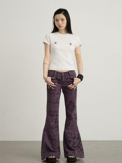 Achihara Blueberry Flare Denim Pants