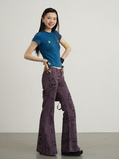 Achihara Blueberry Flare Denim Pants