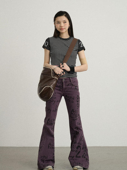 Achihara Blueberry Flare Denim Pants