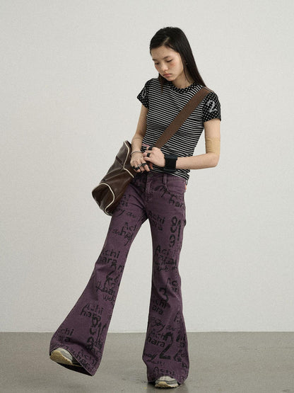 Achihara Blueberry Flare Denim Pants