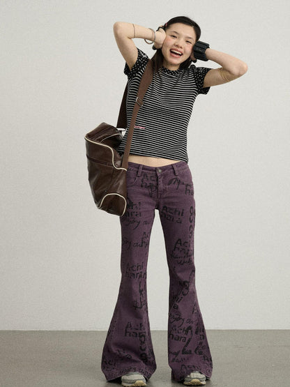 Achihara Blueberry Flare Denim Pants