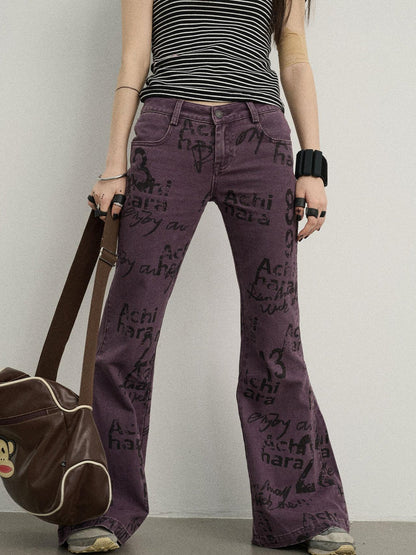 Achihara Blueberry Flare Denim Pants