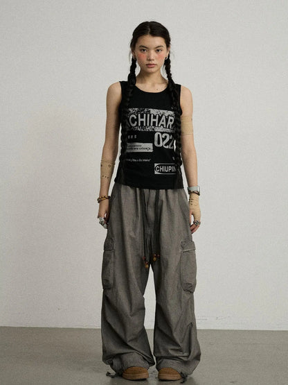 Blurred Focus Wide Leg Trousers