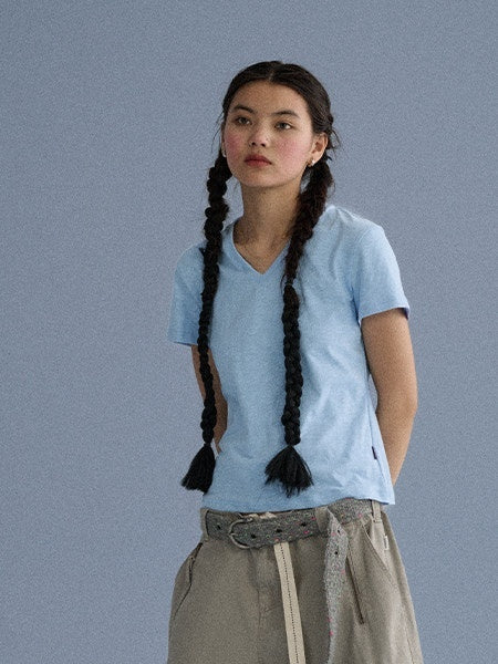 Achihara_Breathable_Cotton_Blend_V-neck_Straight_Fit_Women_Short_Sleeve_T-Shirts_MISSTT