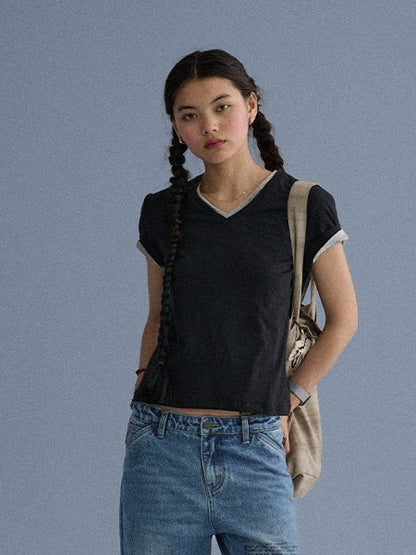 Achihara_Breathable_Cotton_Blend_V-neck_Straight_Fit_Women_Short_Sleeve_T-Shirts_MISSTT