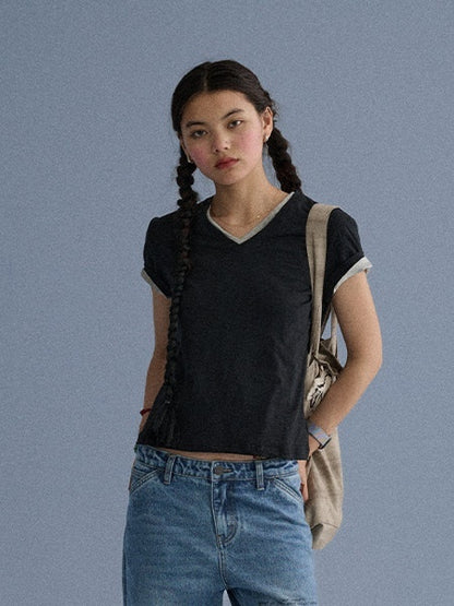 Achihara_Breathable_Cotton_Blend_V-neck_Straight_Fit_Women_Short_Sleeve_T-Shirts_MISSTT
