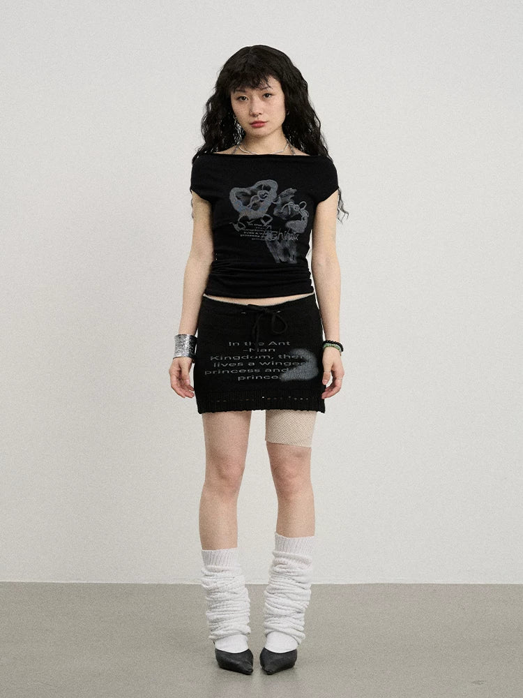 Achihara Breathable Knit A-Line Skirt-1