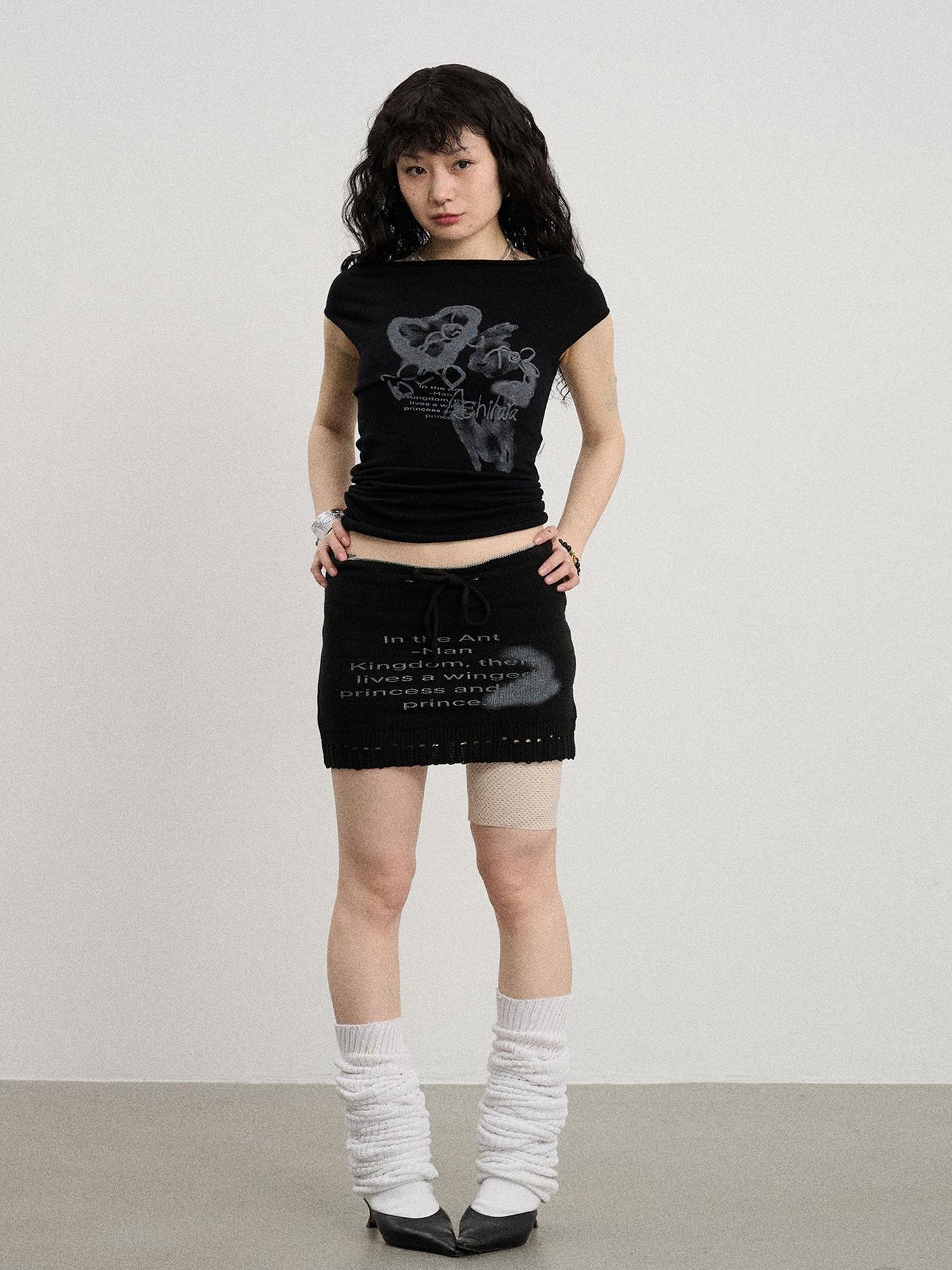 Achihara Breathable Knit A-Line Skirt