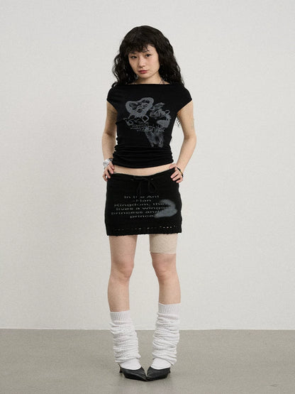 Achihara Breathable Knit A-Line Skirt-3