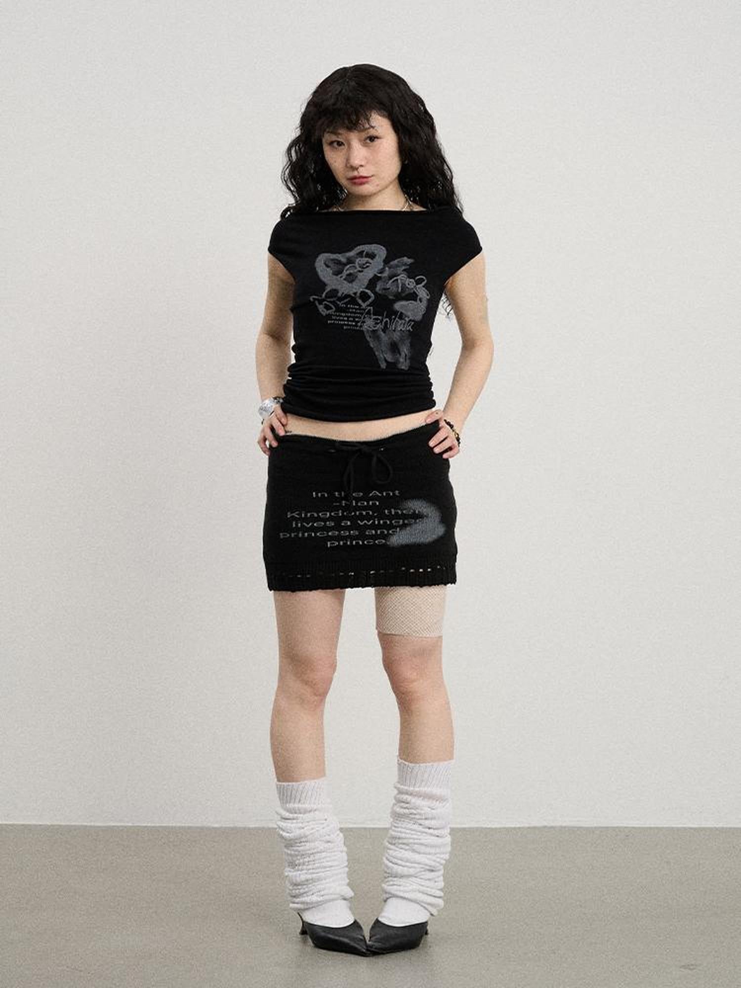 Achihara Breathable Knit A-Line Skirt