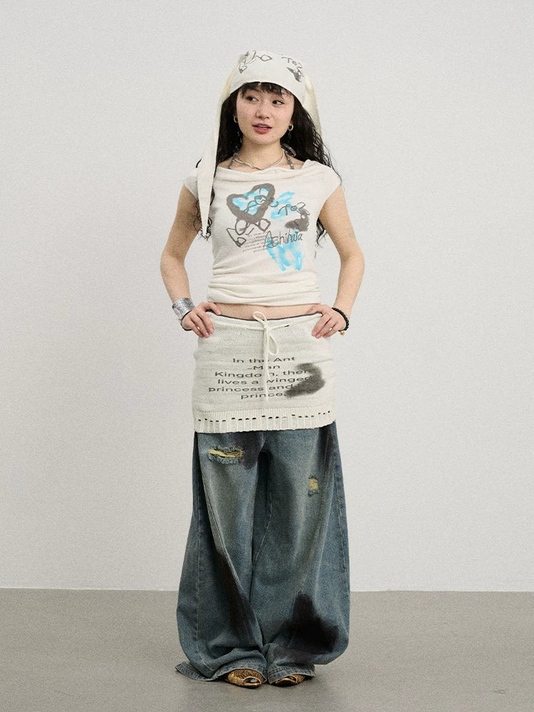 Achihara Breathable Knit A-Line Skirt-4