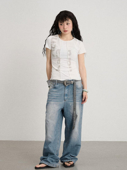 Achihara Breathable Split Knit Summer Tee