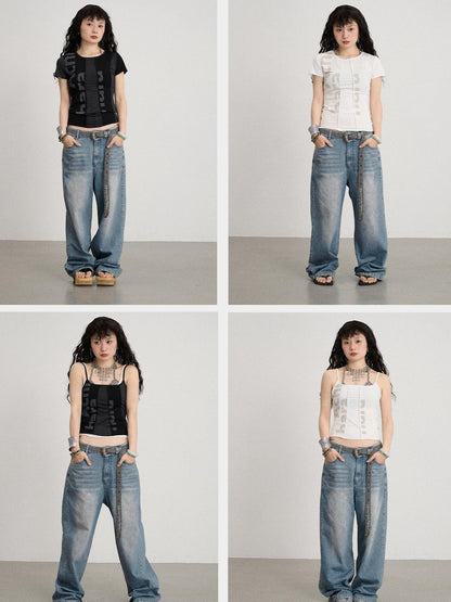 Achihara Breathable Split Knit Summer Tee
