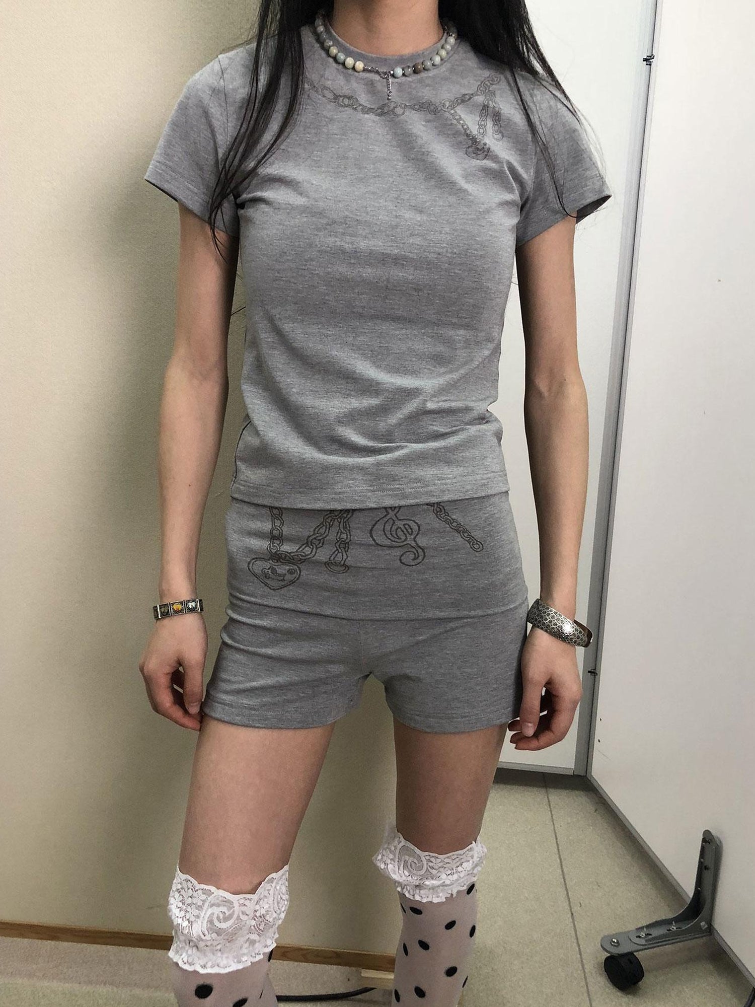 Achihara Breton Chain Romance Stretch Shorts