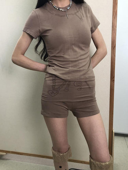 Achihara Breton Chain Romance Stretch Shorts
