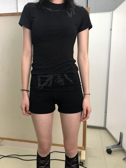 Achihara Breton Chain Romance Stretch Shorts