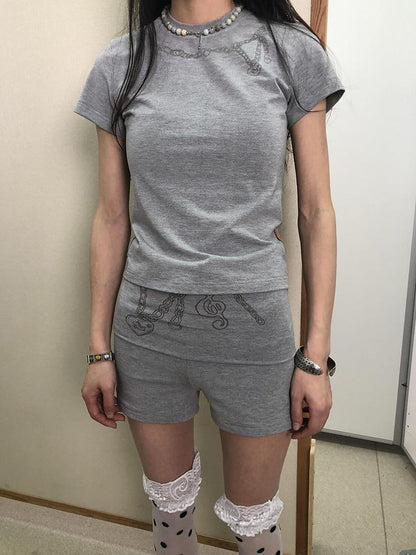 Achihara Breton Chain Romance Stretch Shorts