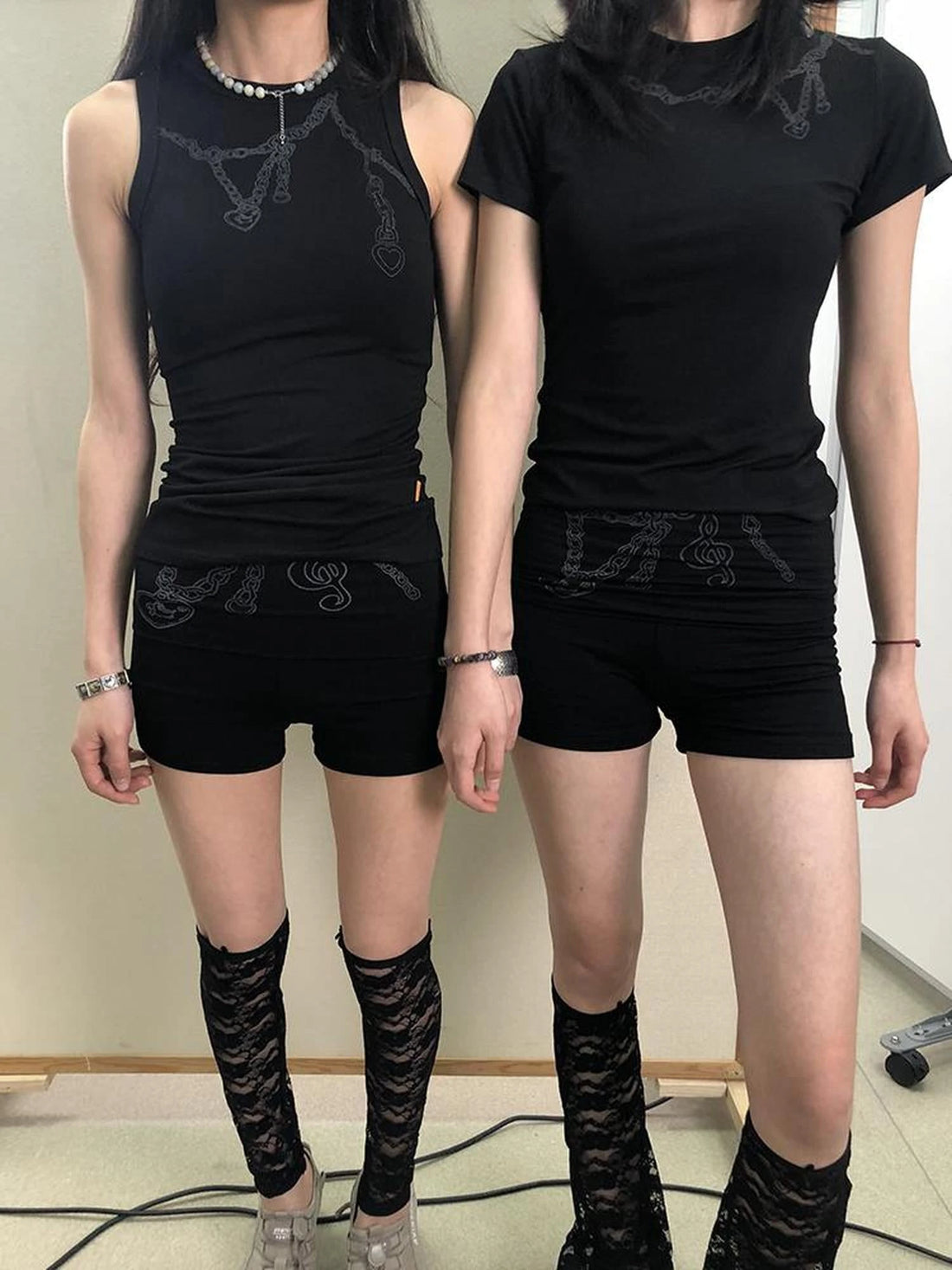 Breton Chain Romance Tee Feminine Symbolism Short Sleeve Top
