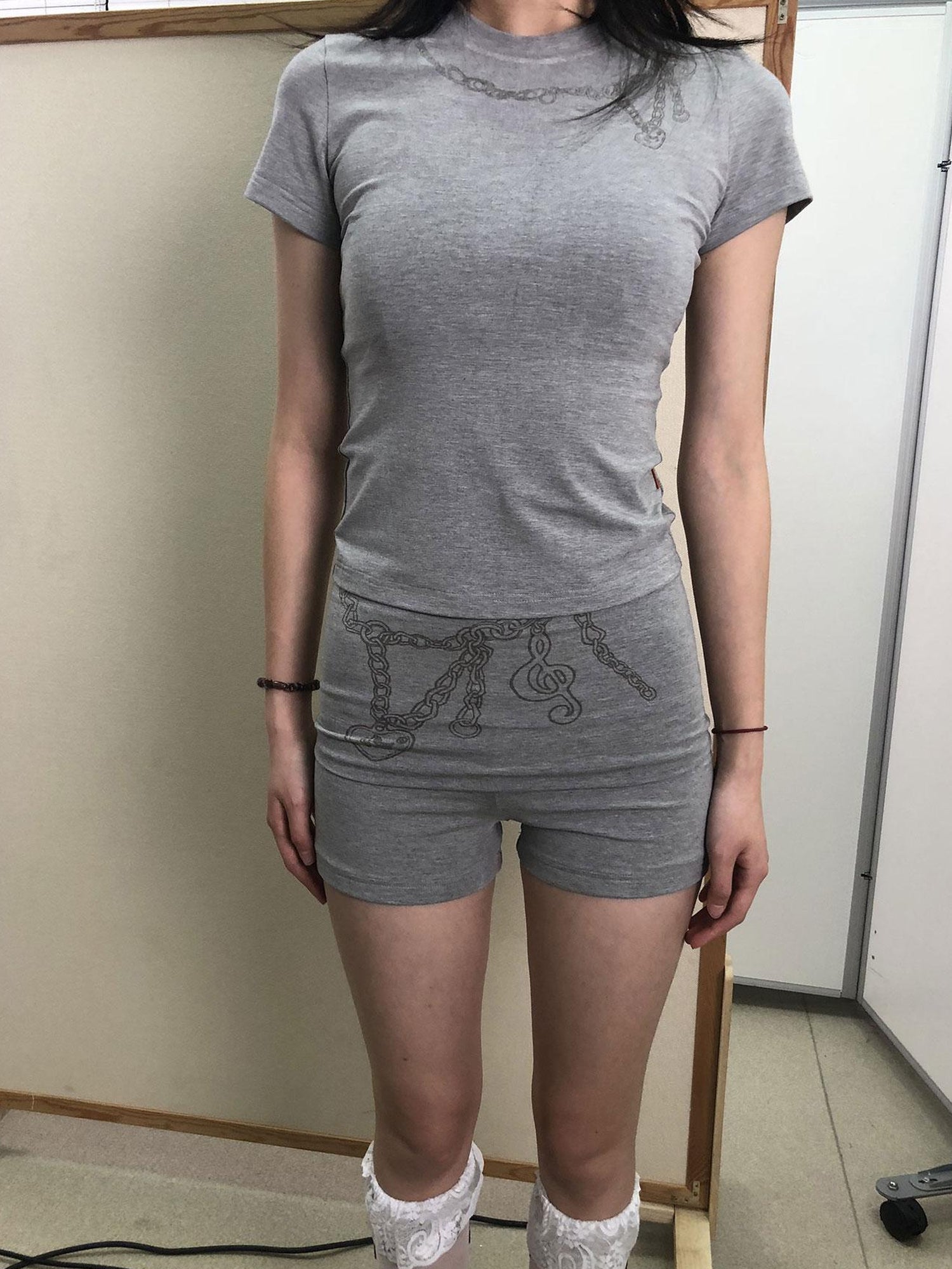 Achihara Breton Chain Romance Tee Feminine Symbolism Short Sleeve Top
