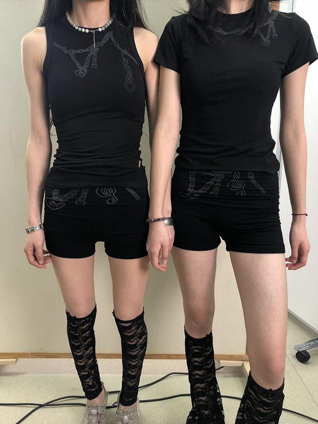 Achihara Breton Chain Romance Tee Feminine Symbolism Short Sleeve Top