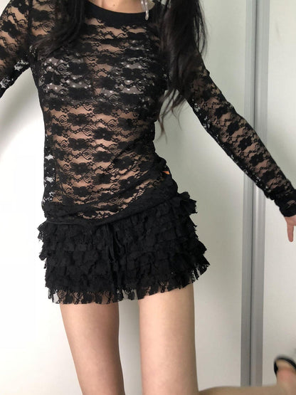 Achihara Breton Chun Lace Long Sleeve Top