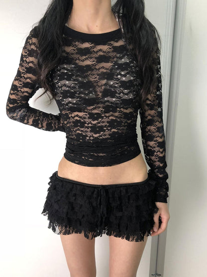 Achihara Breton Chun Lace Long Sleeve Top