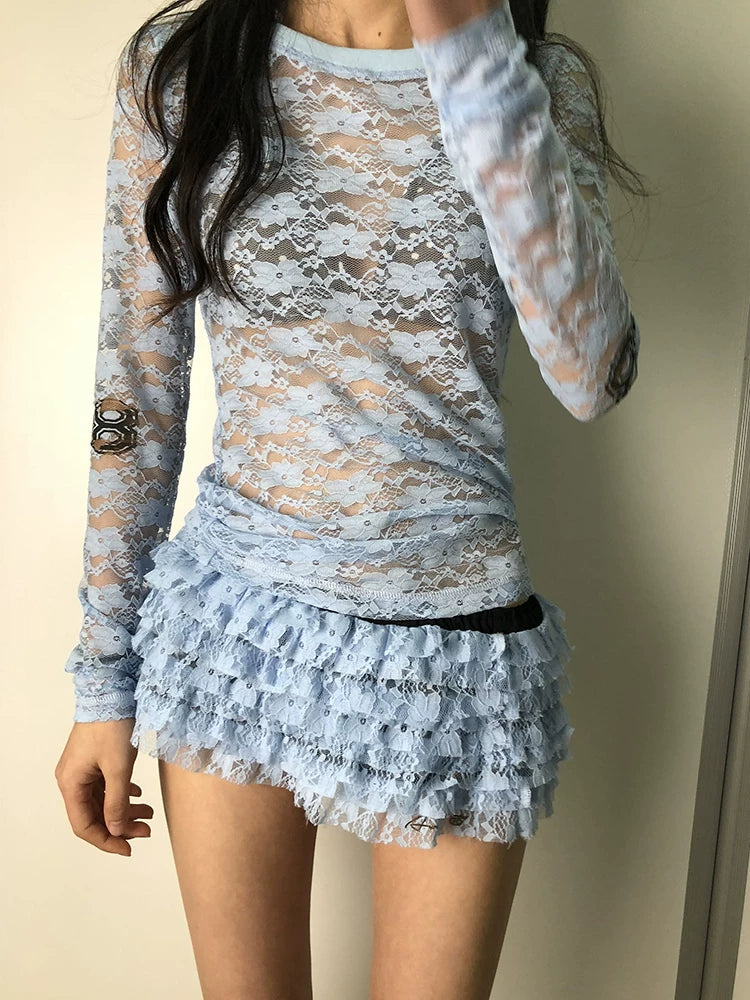 Achihara Breton Chun Lace Long Sleeve Top-3