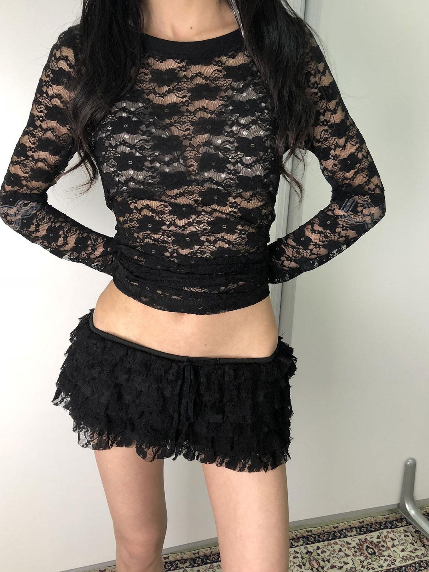 Achihara Breton Chun Lace Long Sleeve Top