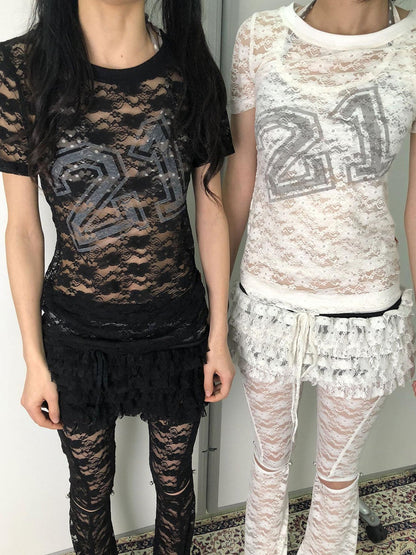 Achihara Breton Chun Lace Summer Tee