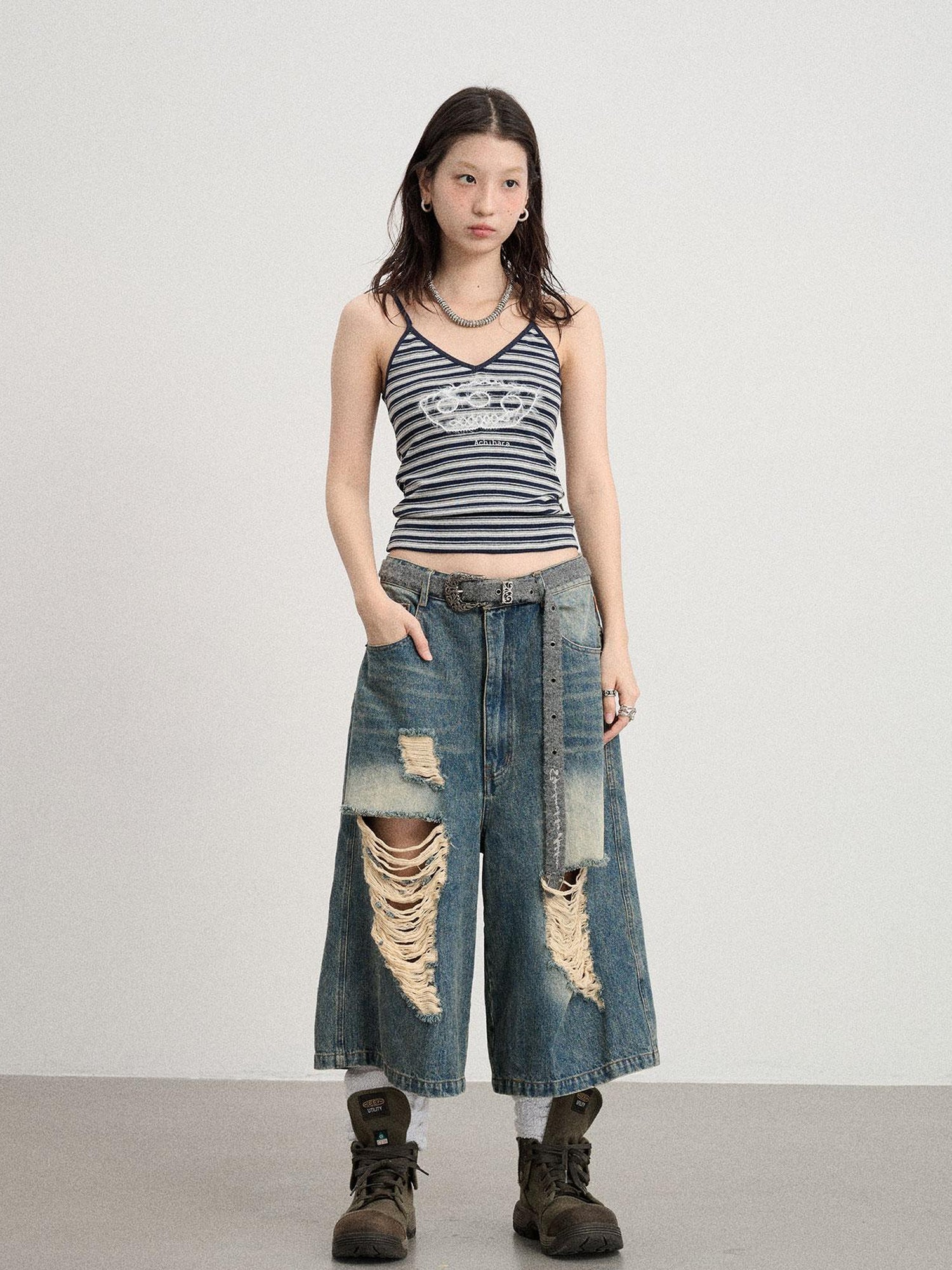Achihara Breton Dixie Striped Rope Embroidered Bralette
