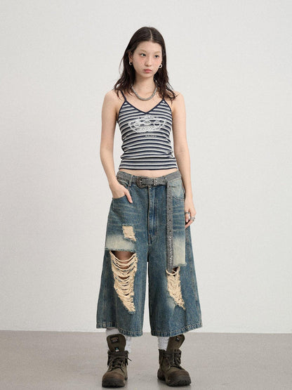 Achihara Breton Dixie Striped Rope Embroidered Bralette