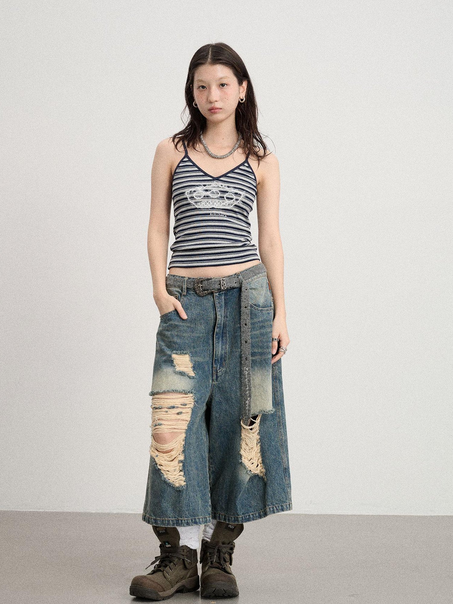 Achihara Breton Dixie Striped Rope Embroidered Bralette