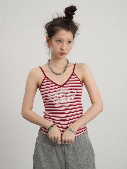 Achihara Breton Dixie Striped Rope Embroidered Bralette