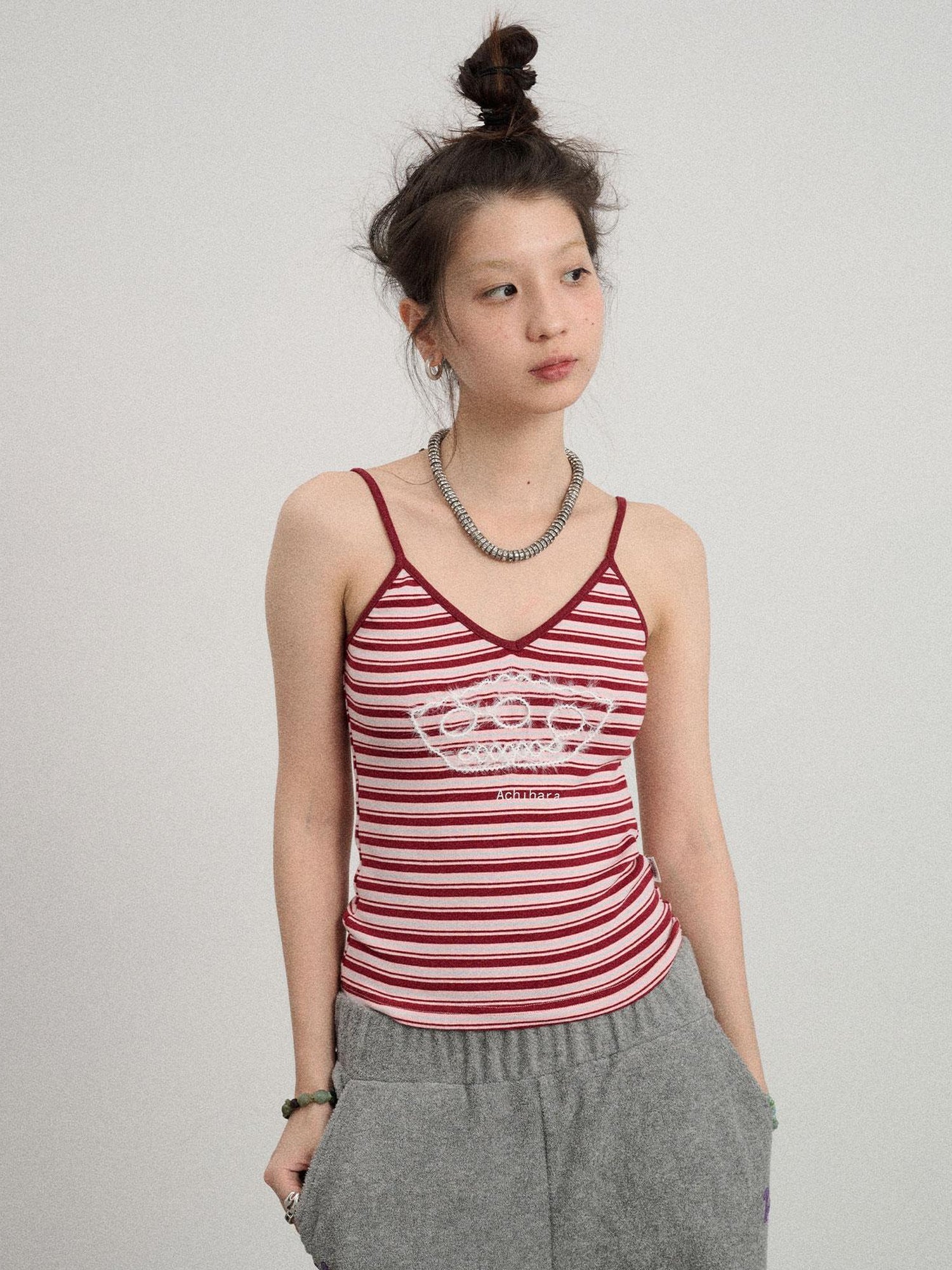 Achihara Breton Dixie Striped Rope Embroidered Bralette