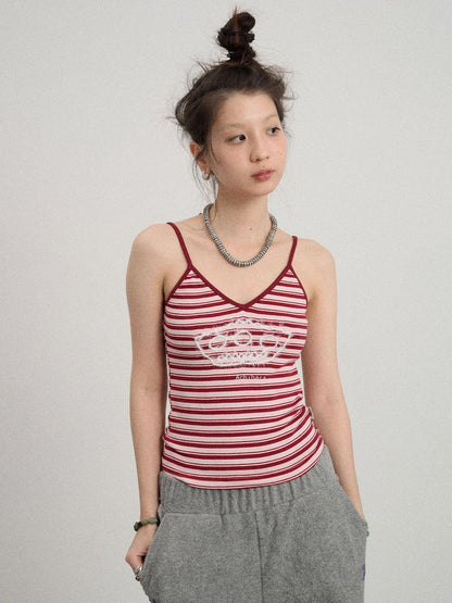 Achihara Breton Dixie Striped Rope Embroidered Bralette