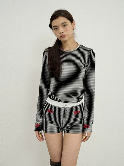 Achihara Breton Raspberry Slim Fit Long Sleeve Tee-1