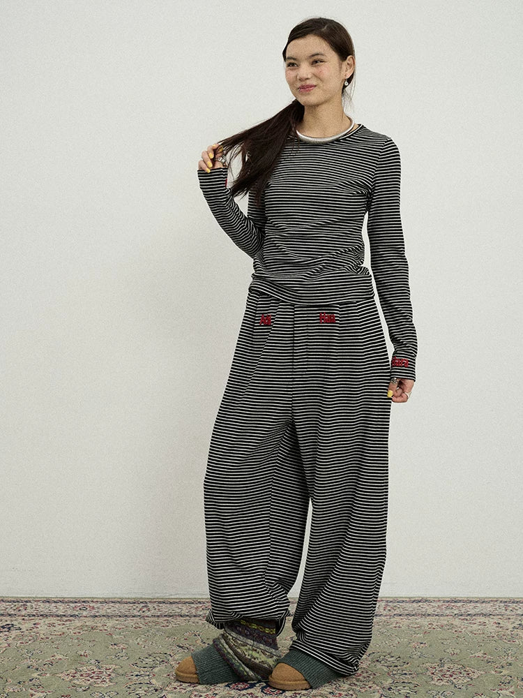Achihara Breton Raspberry Slim Fit Long Sleeve Tee-4