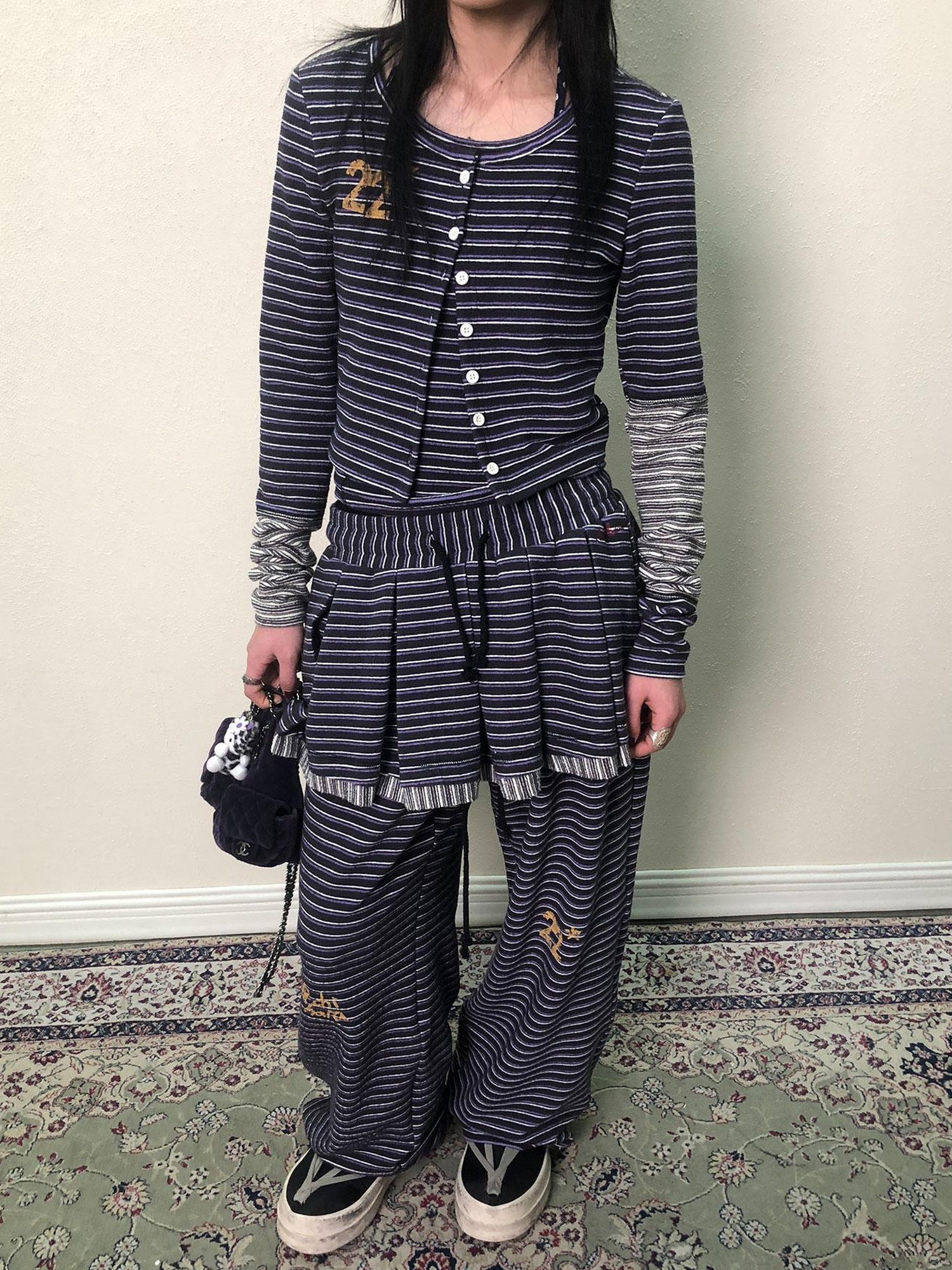 Achihara Breton Star Stripe Long Sleeve Cardigan