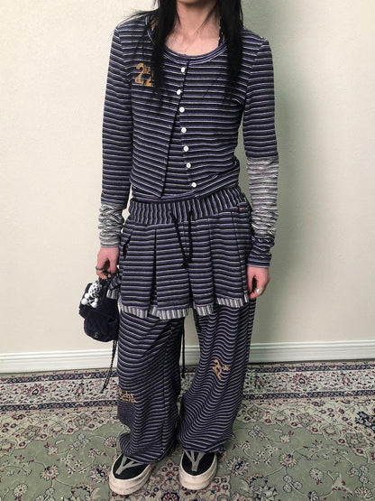 Achihara Breton Star Stripe Long Sleeve Cardigan