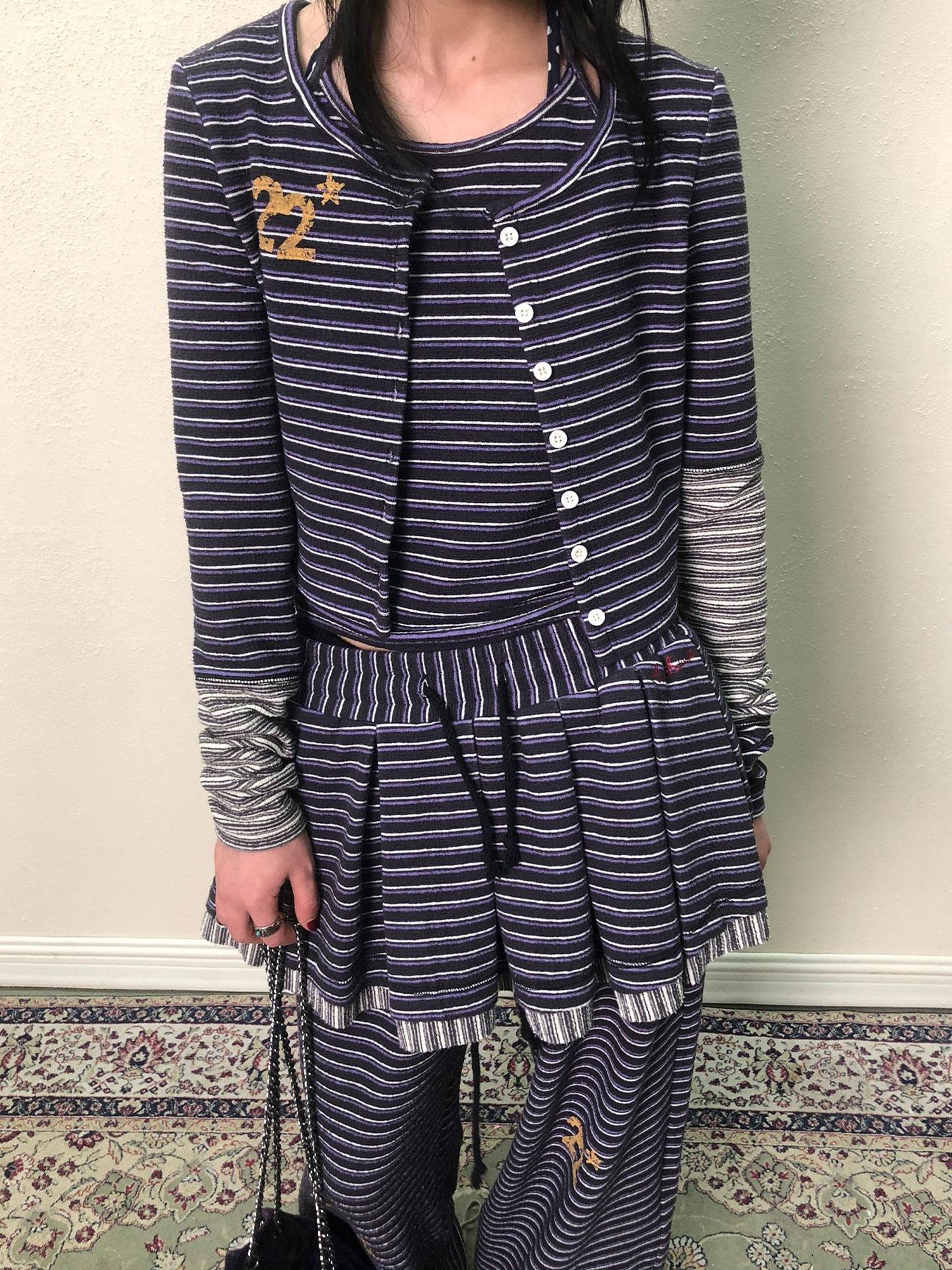 Achihara Breton Star Stripe Long Sleeve Cardigan
