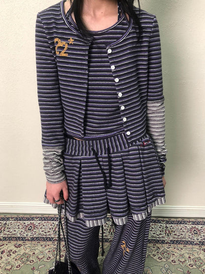 Achihara Breton Star Stripe Long Sleeve Cardigan