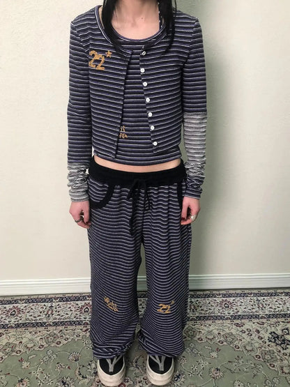 Breton Star Stripe Long Sleeve Cardigan