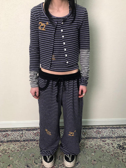 Achihara Breton Star Stripe Long Sleeve Cardigan